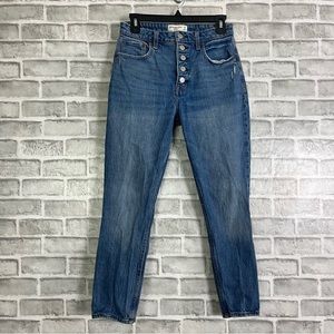 Abercrombie Fitch Light Medium Wash Distressed Skinny High Rise Button Fly Jeans